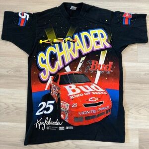 Vintage '90s Ken Schrader Bud Racing NASCAR Tee - Large